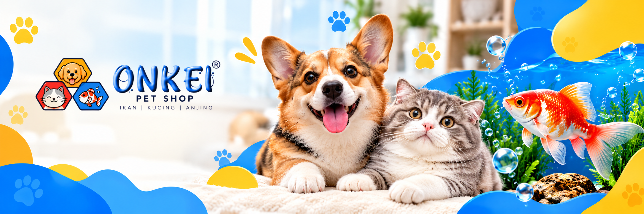 Corgi tricolor, kucing gemoy dan ikan hias